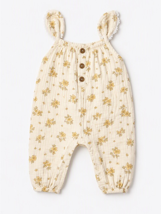 Emily And Oliver Other - Emily and Oliver Cottagecore Floral Crinkle Gauze Jumpsuit 3-6M